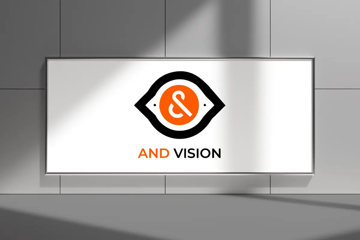 Panneau mural avec le logo AND VISION